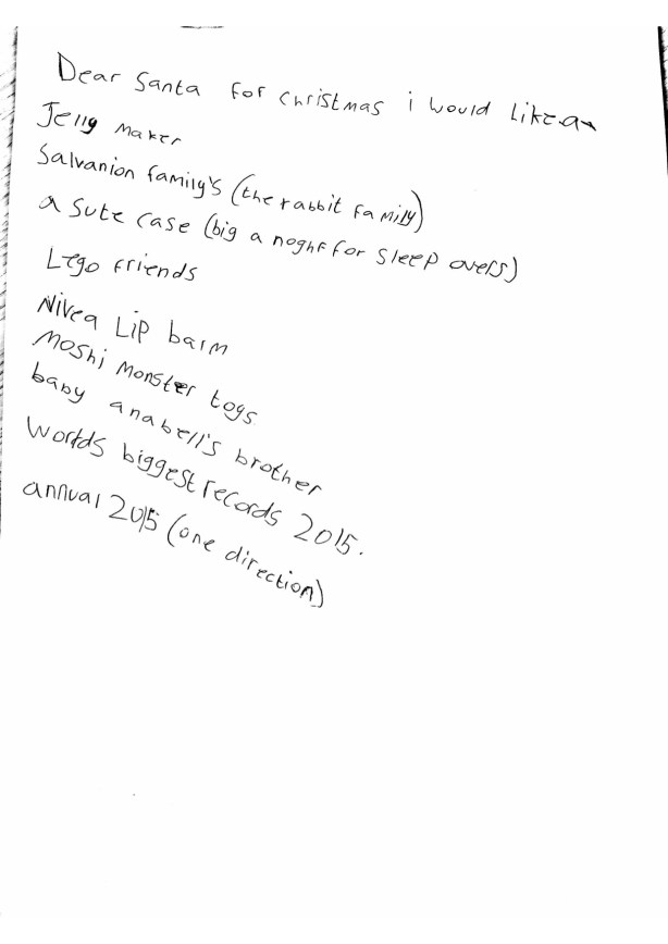 Draft letter to Santa